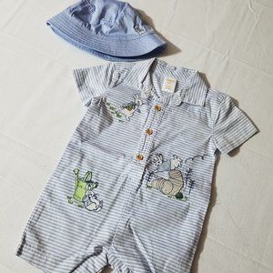 Gymboree Peter Rabbit NWT 6-12 Month Romper Hat w chin strap set Easter